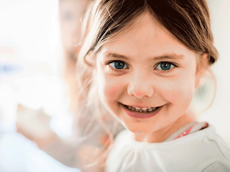 Closeup of a small girl smiling